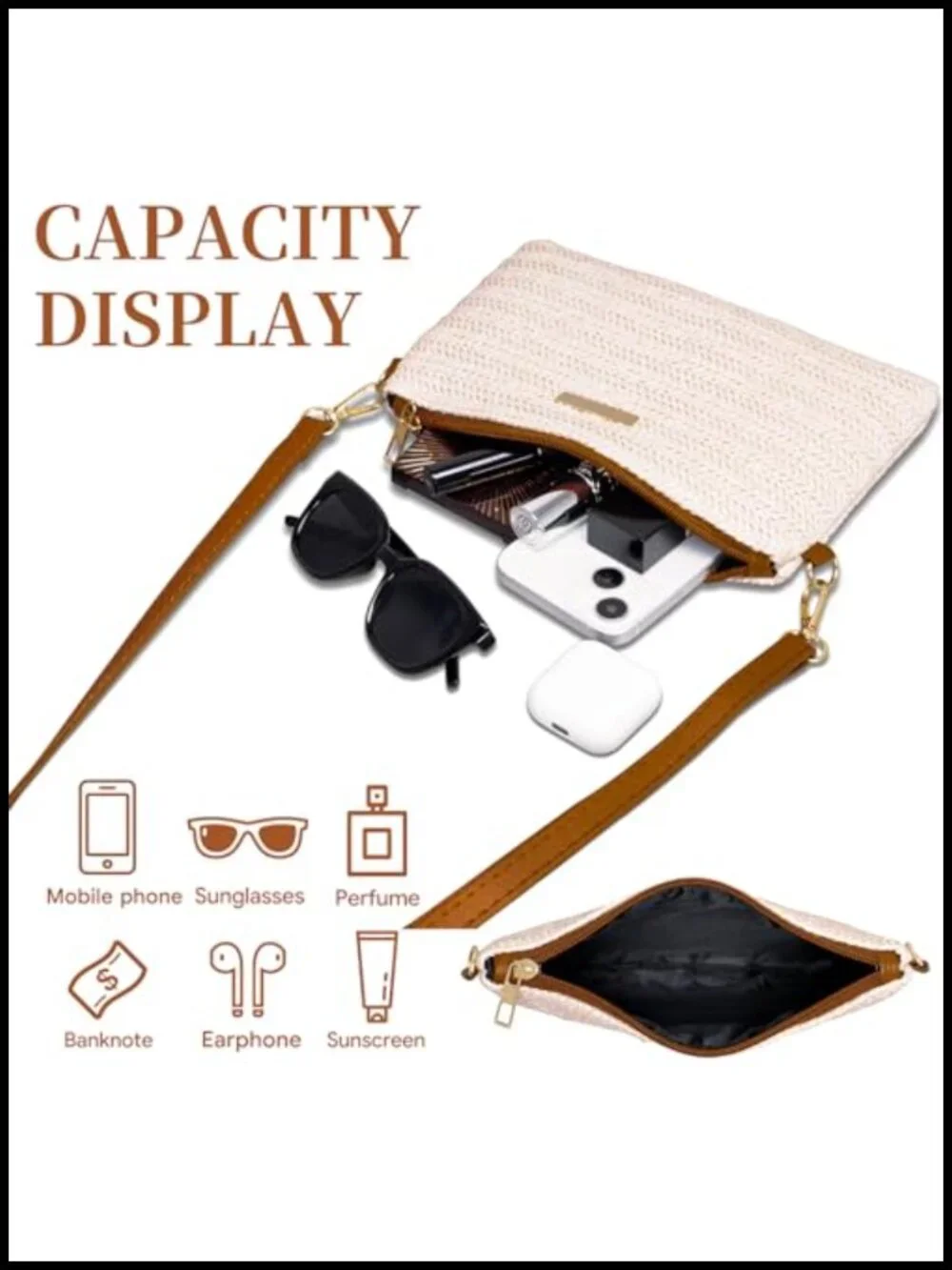 Straw Purse for Women Small Beach Clutch Wristlet Wallet with Removable Strap